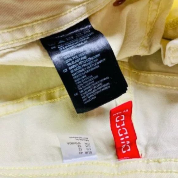 NEW H&M Denim Shorts Classic Stretch Cuffed Stretch Light Yellow SZ 12 - Picture 10 of 11